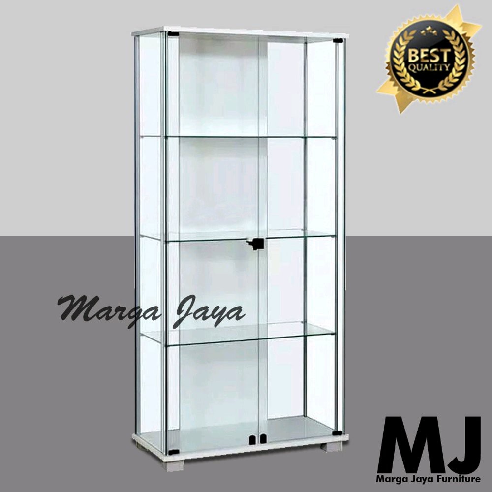 Lemari  Rak buku Minimalis putih full kaca    Limited