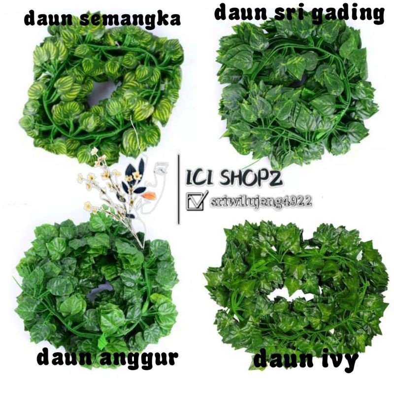 1 Lusin (12 Sulur) Daun rambat plastik artificial uk:kecil dan uk: besar Murah