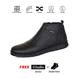 Gladio Footwear - Sepatu Pria Casual Boots Fashion Kulit Sapi Original Gonzales Hitam