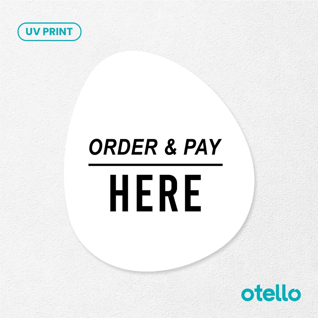 Order &amp; Pay Here Kapital Sign Board Akrilik Tempel Dinding Papan Acrylic Restoran Dinding Petunjuk Toko Cafe