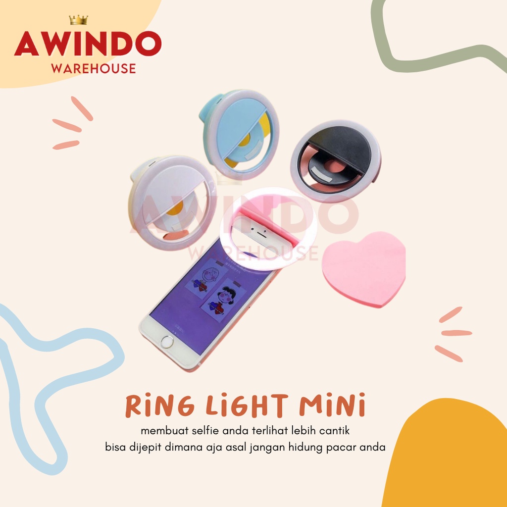 RING LIGHT MINI SELFIE - Lampu Selfie LED Kamera Camera Handphone Flash HP