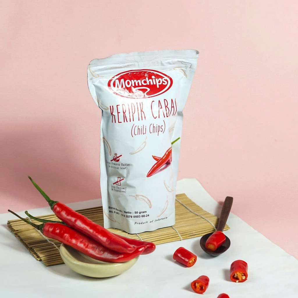 Keripik Cabai Momchips Cemilan Sehat Keluarga Snack Sehat Buah dan Sayur GLUTEN FREE 50gr