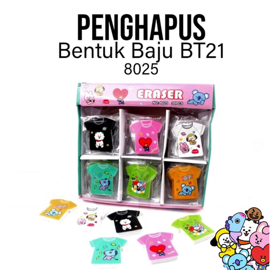 

Penghapus BT21 BAJU BT21 APEL BT21/ Setip / Karet Penghapus / 1Pcs Penghapus Baju BT21 BTS 8025