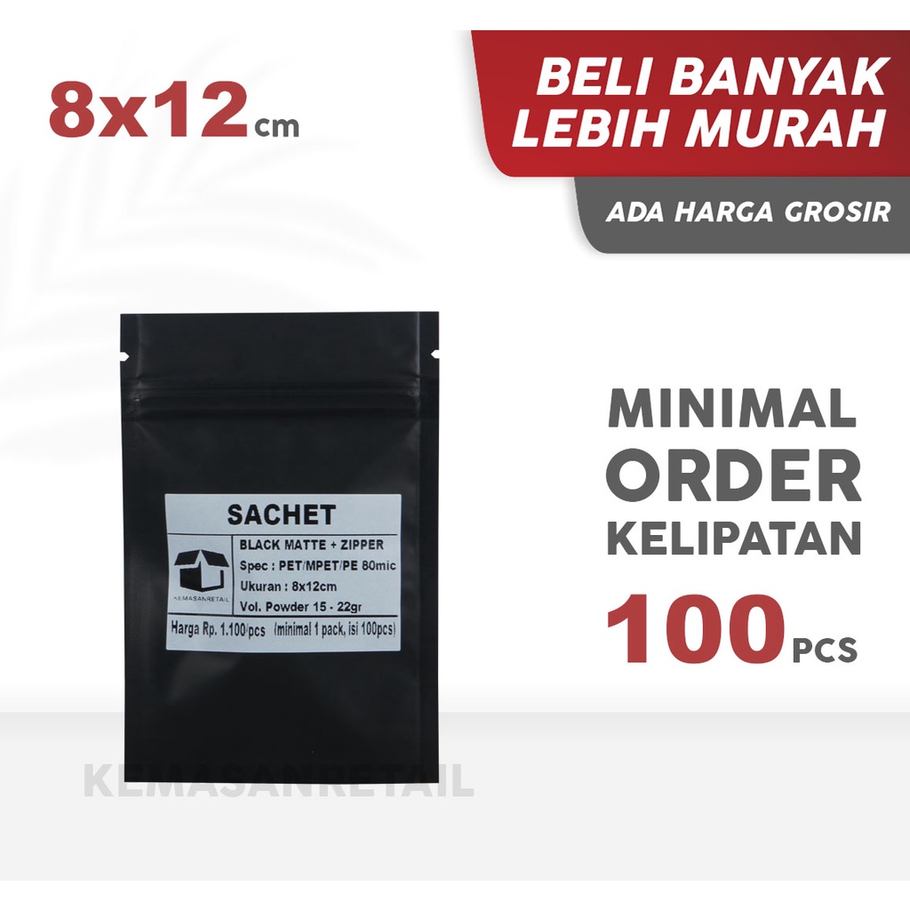 Plastik Kemasan Sachet Hitam Doff 8x12cm Ziplock - Kantong Kemasan Sachet Makanan