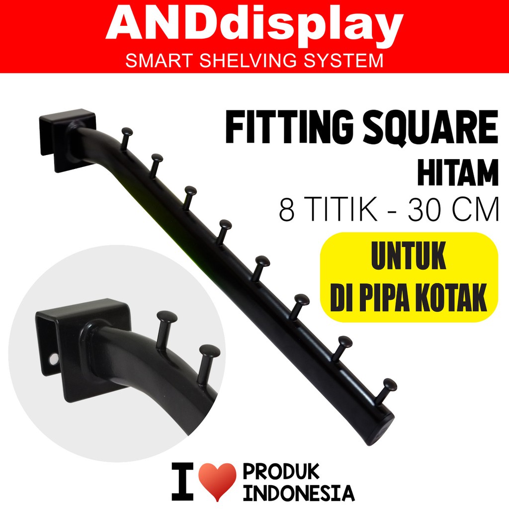 GANTUNGAN SULING BAJU PIPA KOTAK 8 TITIK FS 30 CM HITAM ANDDISPLAY