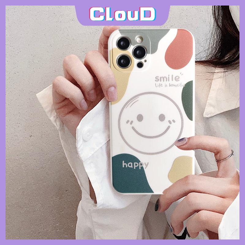 Casing Tpu Oppo A95 A57 2022 A54 A5s A52 A3s A7 A76 A96 A36 A15 A16 Reno 6 5F 4F 7 5 4 A53 A9 A53 A33 A11 A35 A2 A1K Motif Smiley Mork Cover Garis Seni
