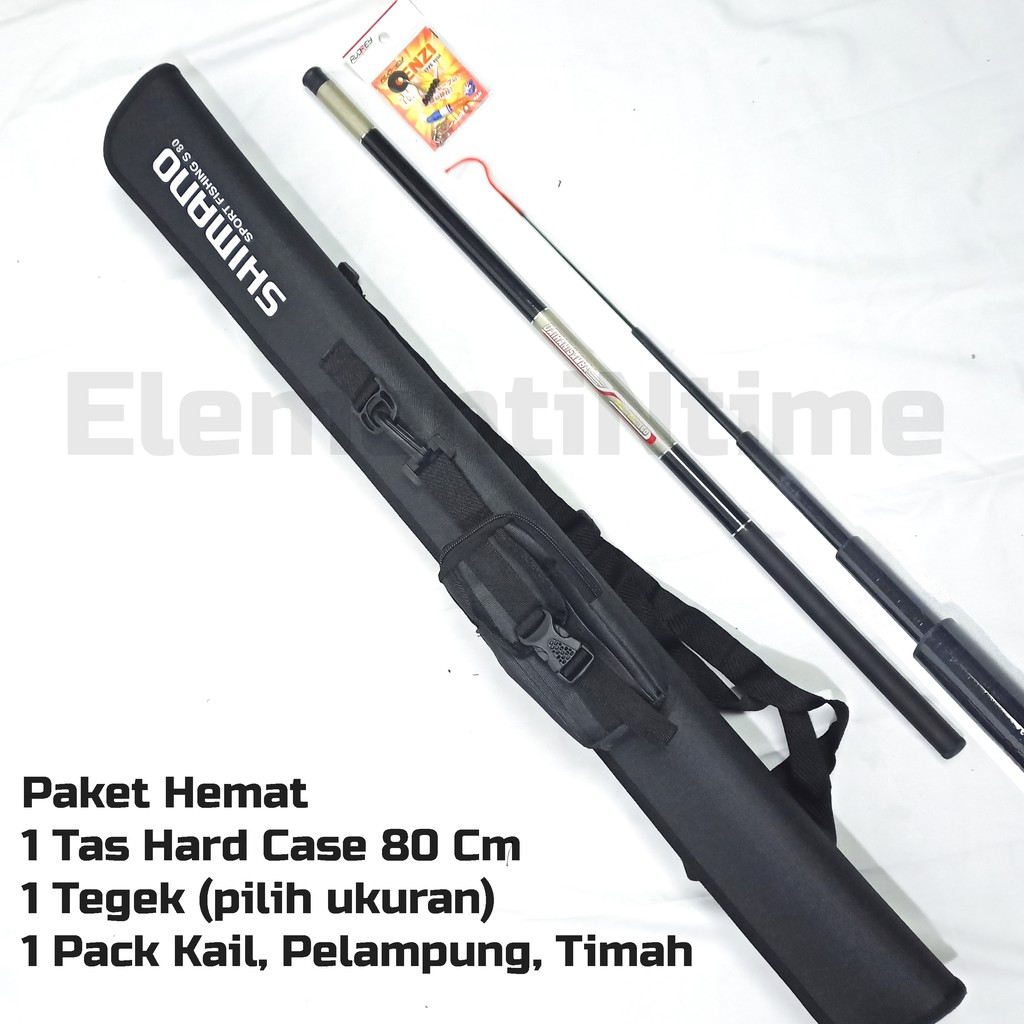 Set Joran Pancing Tegek Rod Fishing Carbon Ukuran 1,8 - 4,5 M Tas Hard Case Model Pedang Bonus kail