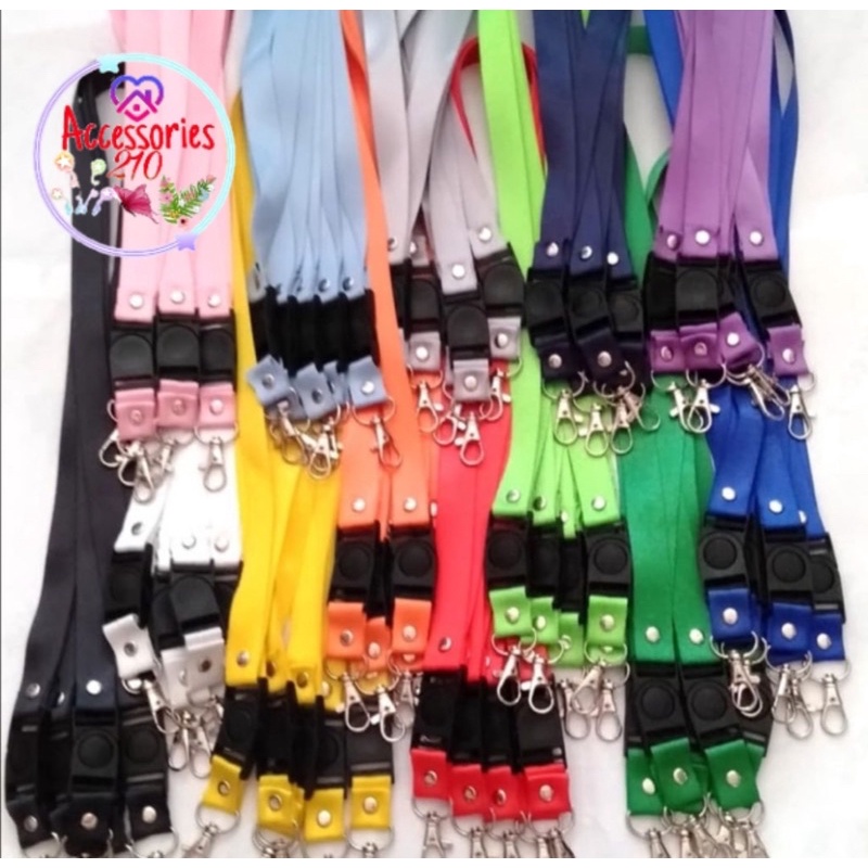 [10pcs] tali lanyard id card 2cm / tali lanyard id card polos + stoper