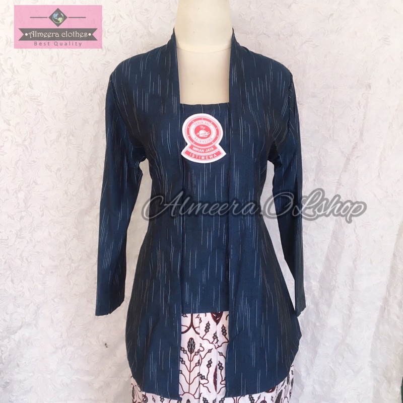 baju jawa kebaya lurik motif hujan gerimis alusan warna biru M L XL XXl 4L 5L