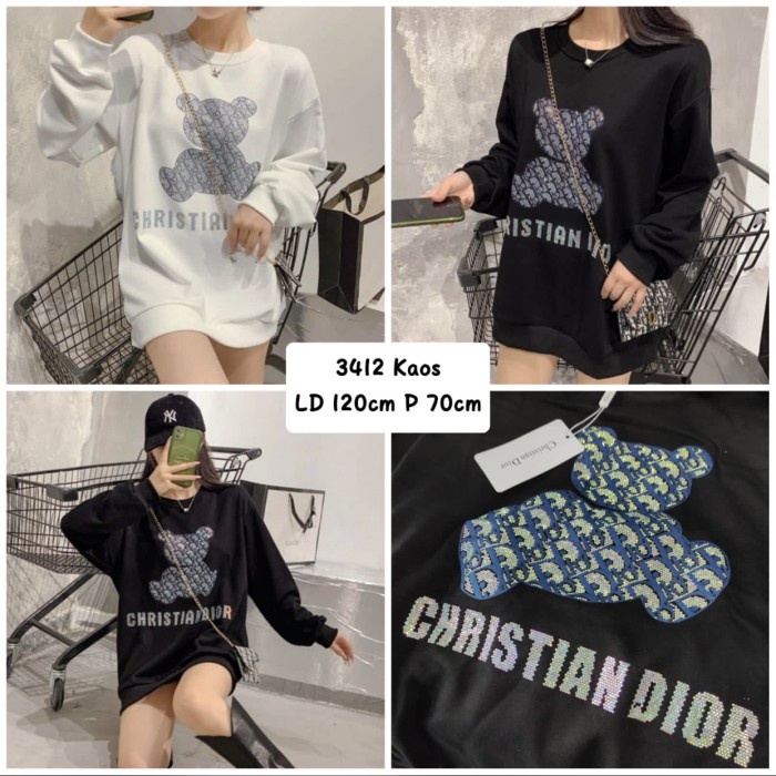 Sweater Kaos Wanita Import Premium / Sweater Dior / Fashion Wanita Cuci Gudang