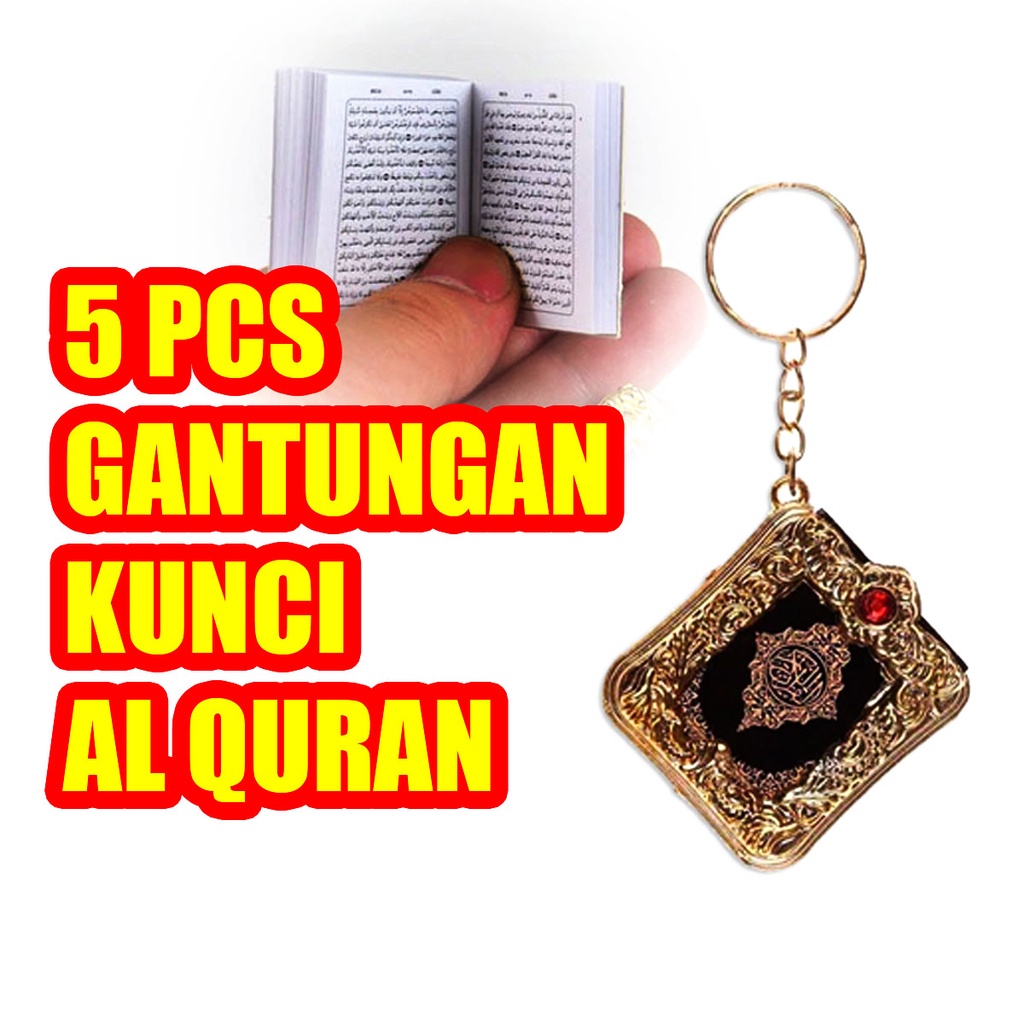 5 PCS Gantungan Kunci Mini Al Quran / Gantungan Kunci Unik Al Quran Travel Gantungan Kunci Motor/Mobil Oleh Oleh Haji Dan Umroh Random