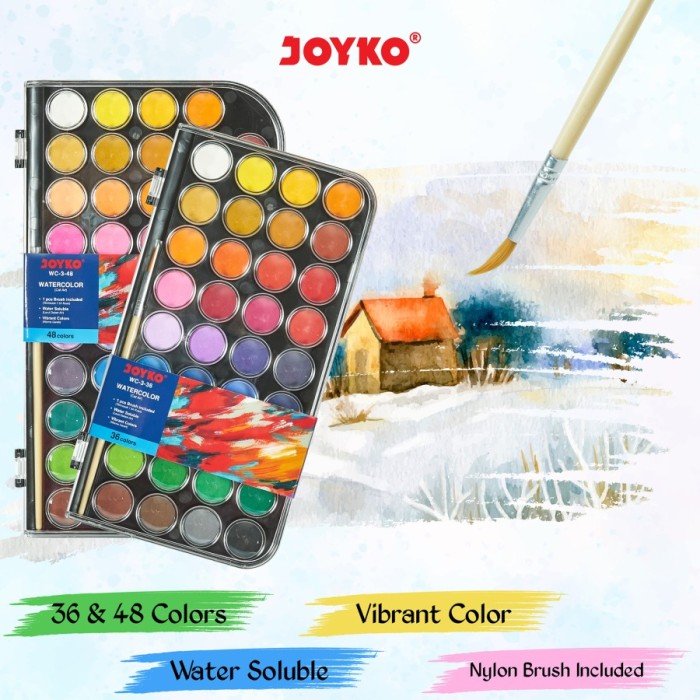 

Dck Joyko Watercolor Set Cat Air WC-3 Isi 36 & 48 Warna Original Water Colors Colours