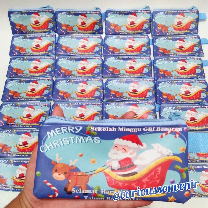 Dompet Pouch Panjang Souvenir Natal Sovenir Christmas Custom Nama Minim 25pcs Gereja Sekolah Minggu