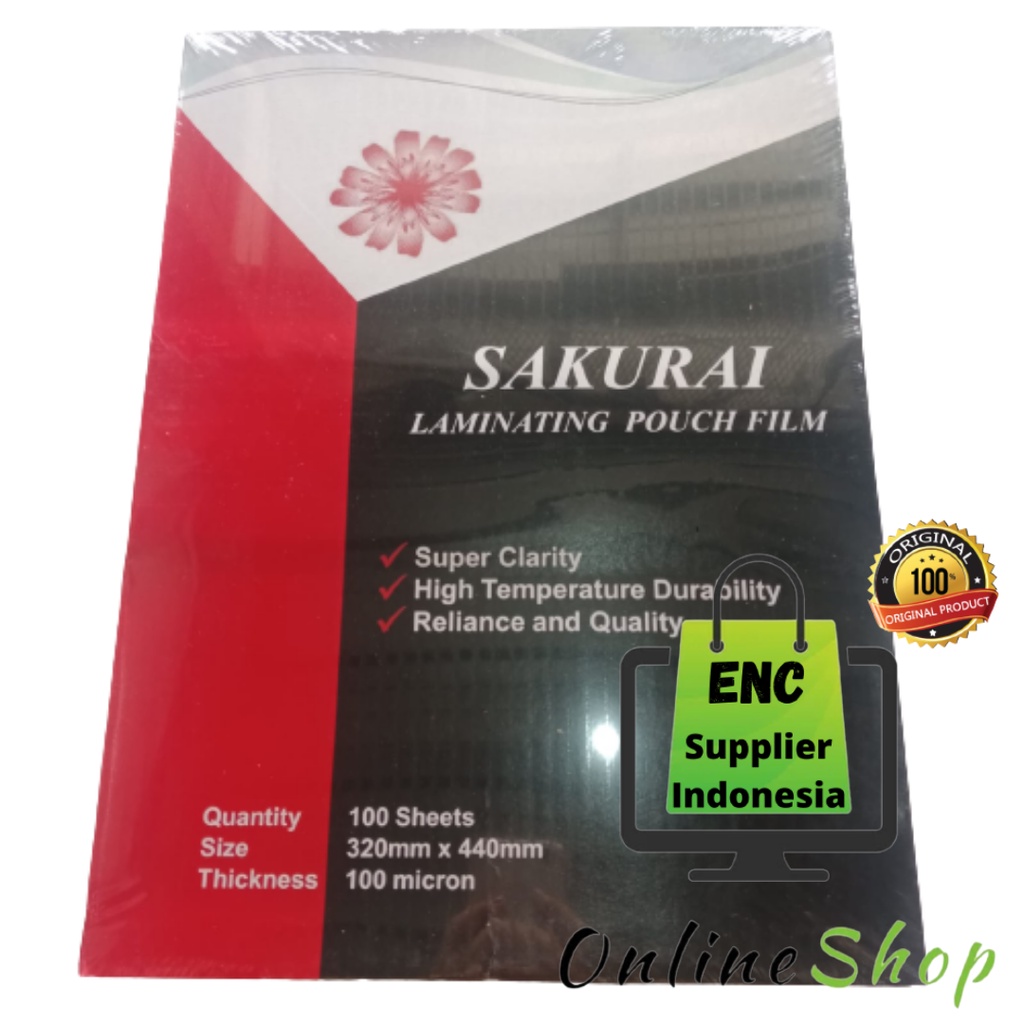 

sakurai 100 lembar A3 plastik laminating 320 x 440 mm 100mic micron per pak - enc.sup