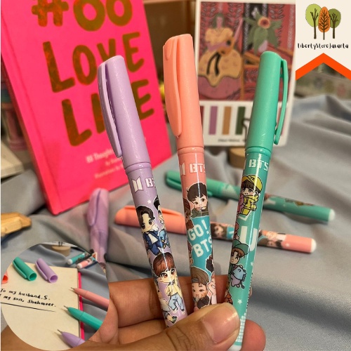 Pulpen Gel Vitro Motif BT21 BTS Warna Warni Gel Pen Ballpoint Funny BT21 BTS Bangtan Boys Rainbow Co
