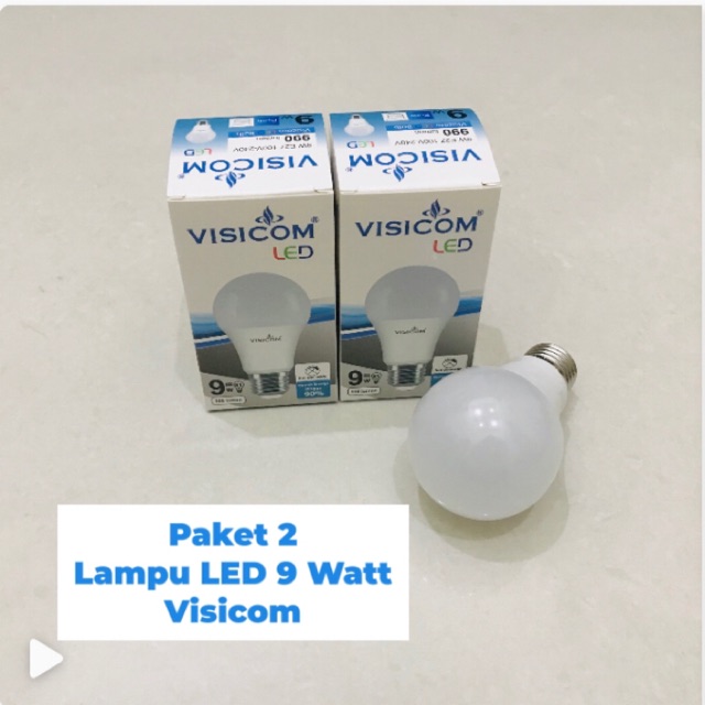 Paket 2 lampu LED Visicom 9w Bohlam 9W 9 watt Putih Hemat Energi