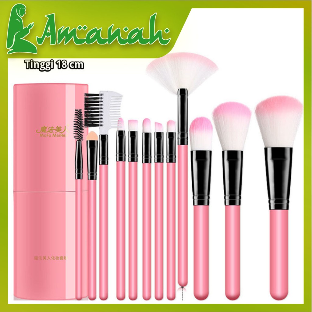 AS732 Brush Set Tube isi 12 pcs / Kuas Makeup / Alat Rias 12 pcs set Tabung