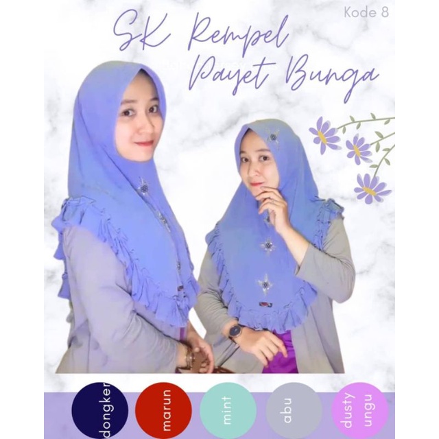 BERGO INSTAN JERSEY KOMBINASI PAYET BUNGA BY SK COLLECTION