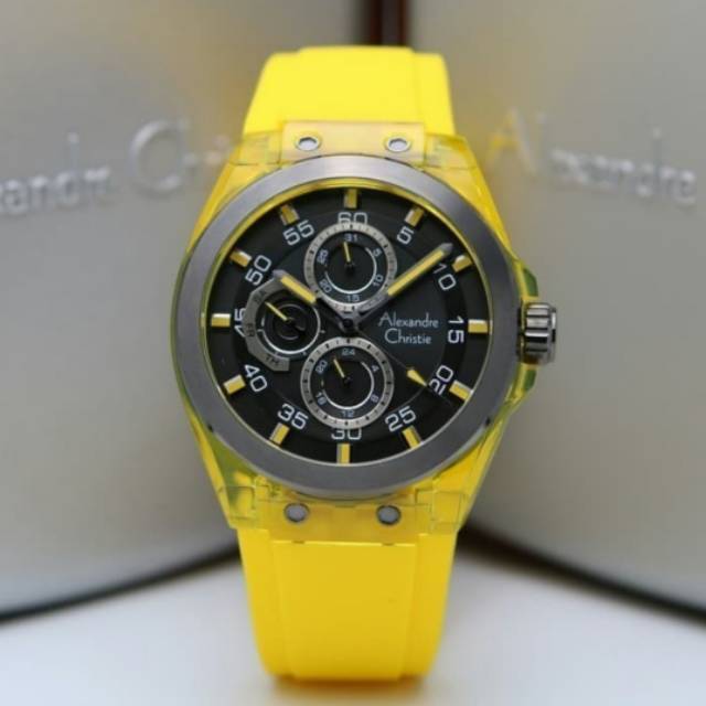 Jam Tangan Alexandre Christie 6546 Pria Yellow Original