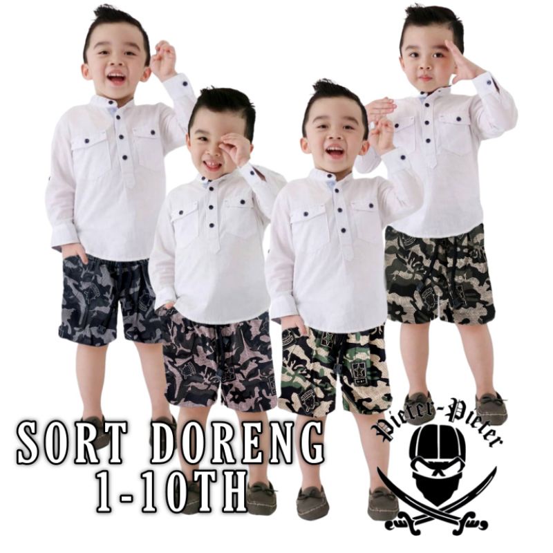 Celana pendek anak motif doreng unisex cowo cewe 1-10th