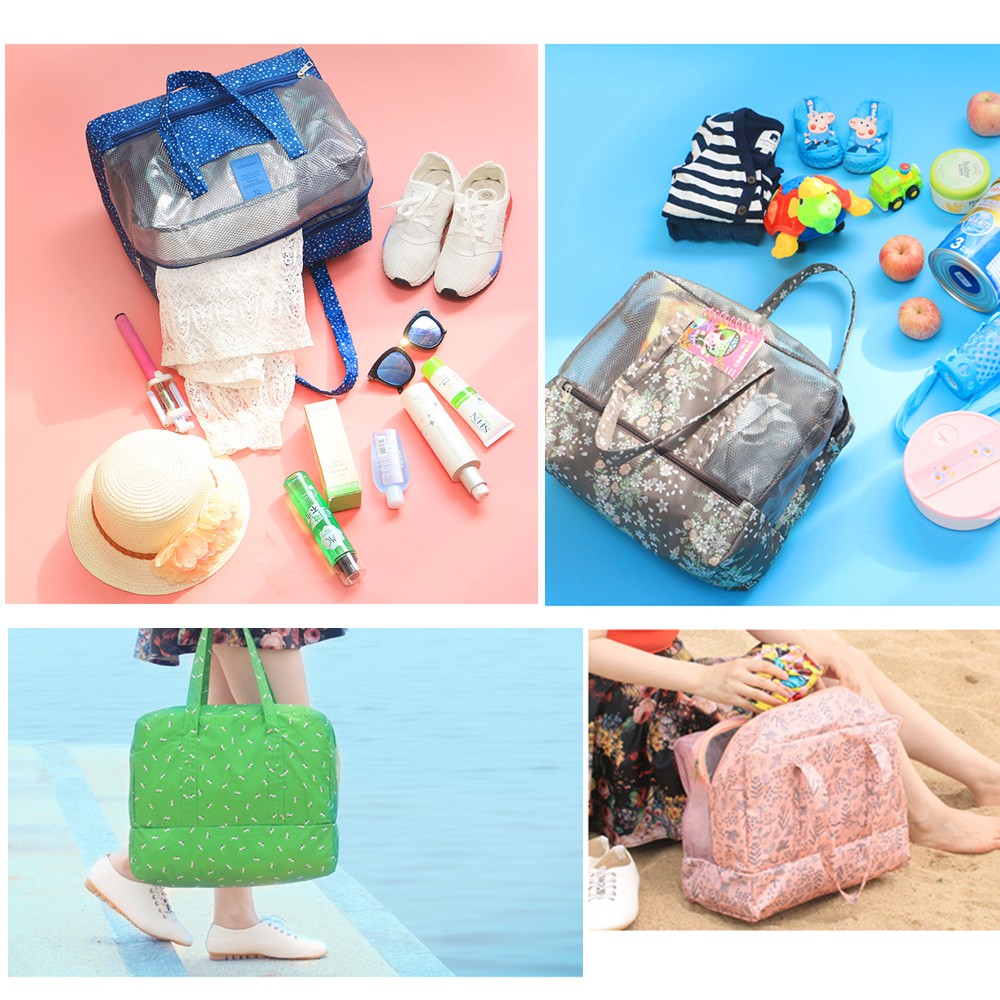 Travel Beach Bag Waterproof Organizer Basah &amp; Kering Tas Koper Mesh Motif Korean Style Doky