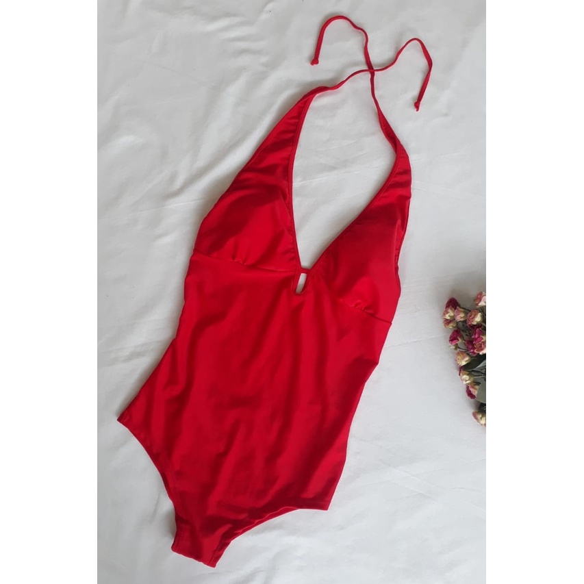 Jual Pakaian Renang Wanita 07 Monokini Terusan Red Sexy Shopee