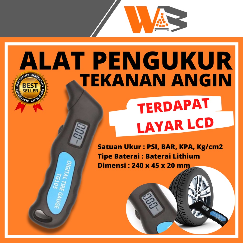 COD Alat Pengukur Tekanan Angin Ban Motor Mobil Sepeda Digital LCD Tire Pressure Gauge