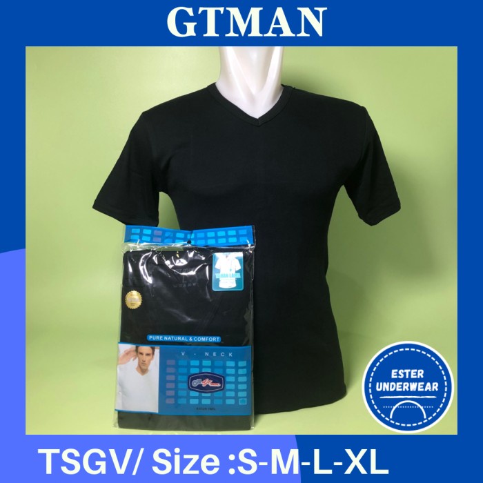 Kaos Dalam OBLONG GTMAN V-NECK TSGV HITAM ISI 1PCS