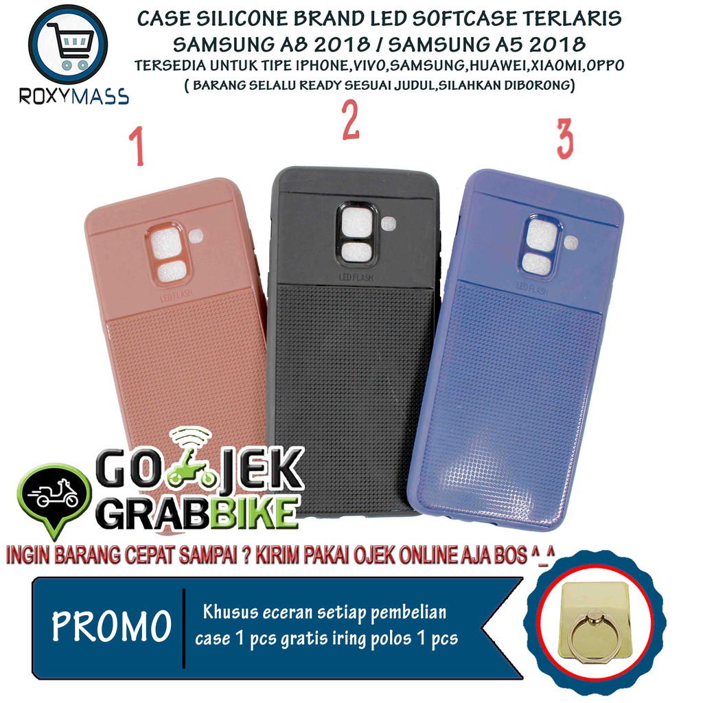 Terlaris Termurah Samsung A8 2018 Case Merk Led Flash Softcase Casing Hp Keren Kekinian
