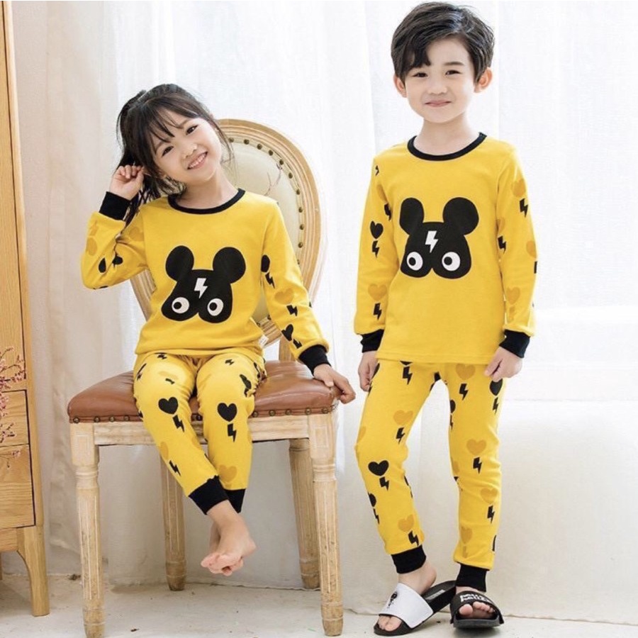 BAJU PIYAMA ANAK UMUR 5THN SIZE M-2XL UNISEX SET CELANA PANJANG IMPORT