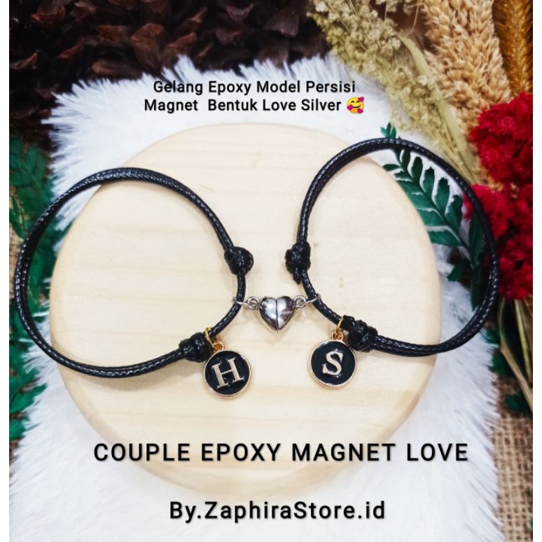 [PROMO] GELANG COUPLE MAGNET LOVE HURUF EPOXY PERSISI | GELANG TALI INISIAL