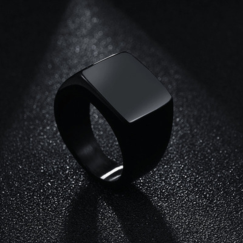 Cincin Bahan Titanium Steel Bentuk Persegi Geometris Untuk Pria Dan Wanita