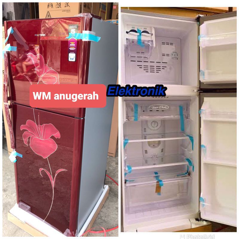 Kulkas 2pintu polytron glassdoor PRM 21BLR "kediri sekitarnya"