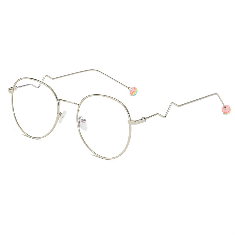 Kacamata Wanita Fashion Kotak Lensa Transparan UV Protection kacamata frame wavy line candy