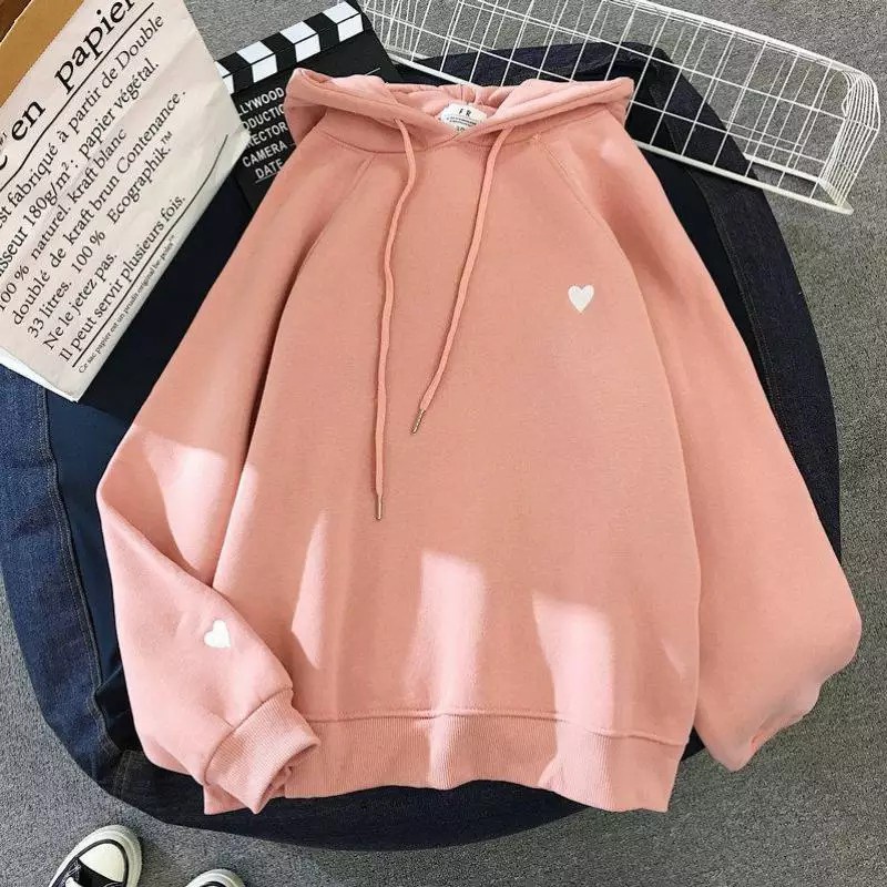 Parisdivarious Sweater Hoodie Jemper Love Kecil Bahan Fleece Size S - XXL (Pria &amp; Wanita)