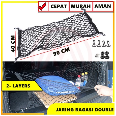 Jaring Net Bagasi Mobil Penyimpanan Barang Belakang Rapi Aman 2 Lapis