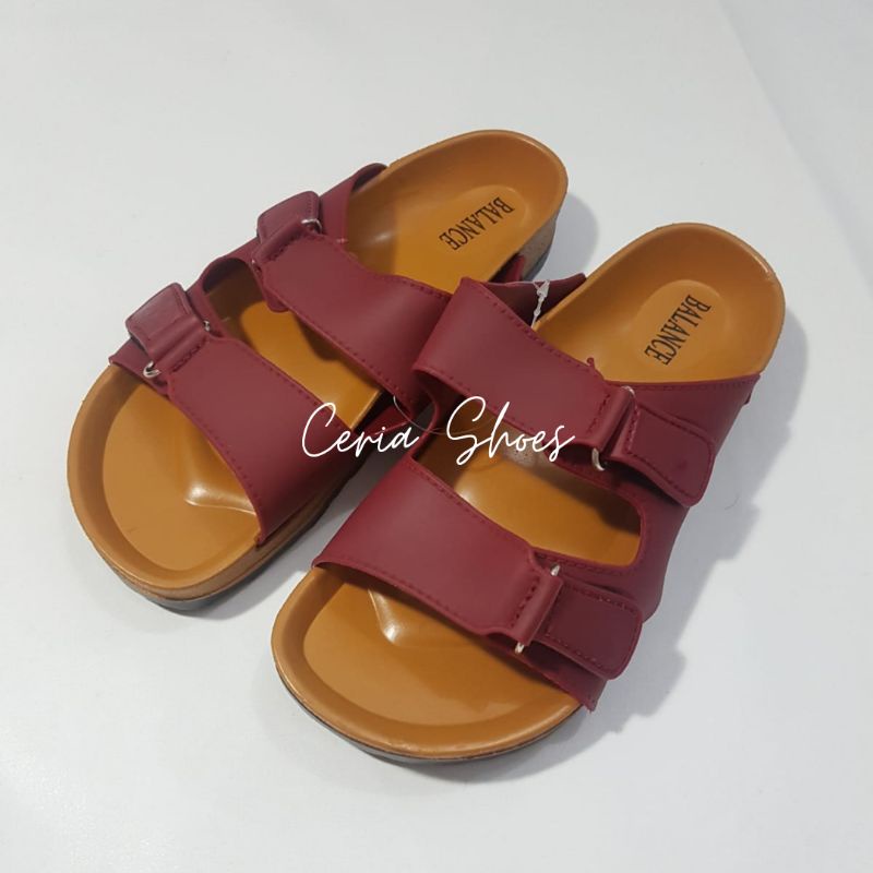 Sandal Slop Wanita Strap 2 Balance Bahan Karet Jelly Import Sol Coklat SCBAN2