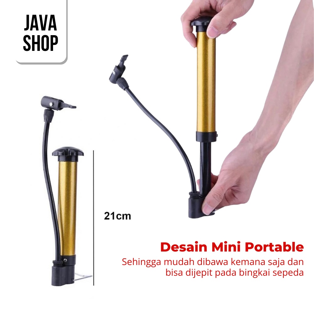 JAVASHOP Pompa Angin Ban Sepeda Mini Portable