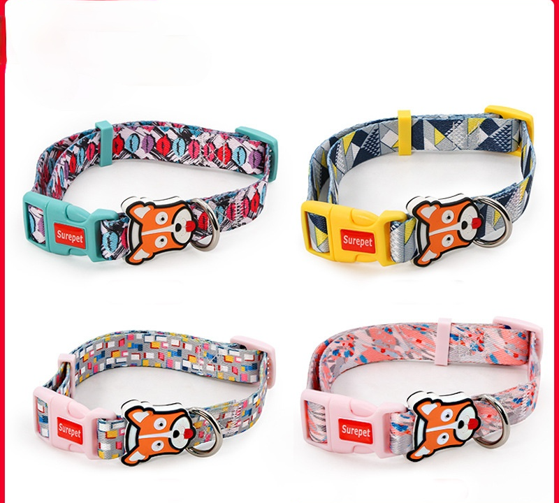 Kalung Leher Adjustable Bahan Nilon Motif Print Untuk Anjing / Kucing Ukuran Medium / Besar