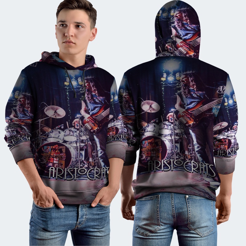 Jaket Hoodie Fullprint The Aristocrats Rock Band Bahan Polyester Jersey