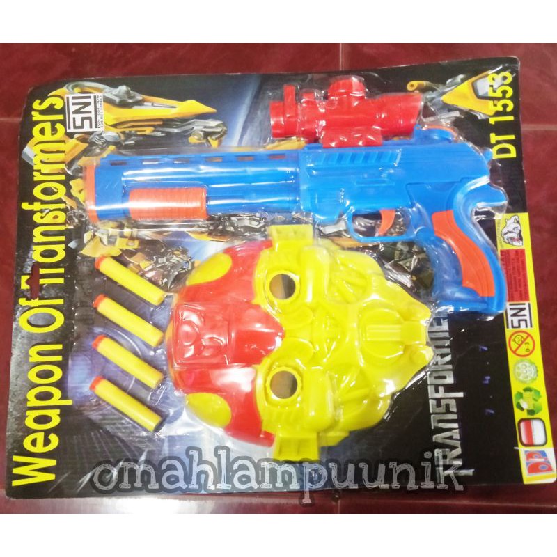 Mainan Anak Pistol Tembak Shotgun Peluru Busa Nerf dengan Topeng Transformer Murah