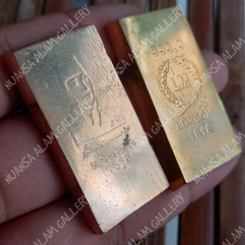 Koleksi Batangan Soekarno dan London Padi Kapas LM Gold 24K Ukuran 250 Gram Bahan Kuningan