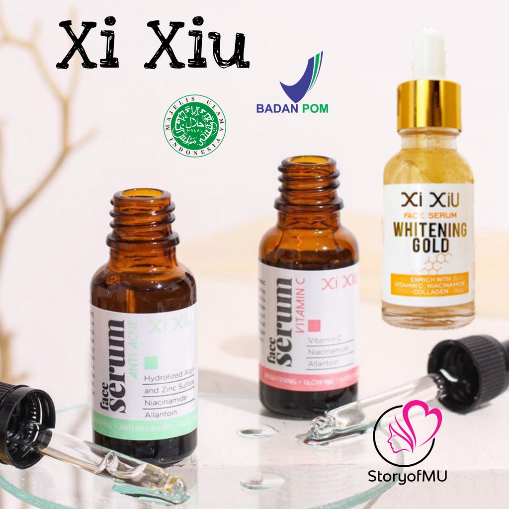 XI XIU Face Serum Vitamin C | Anti Acne | Whitening Gold 20ml | Xixiu Wajah Anti Jerawat