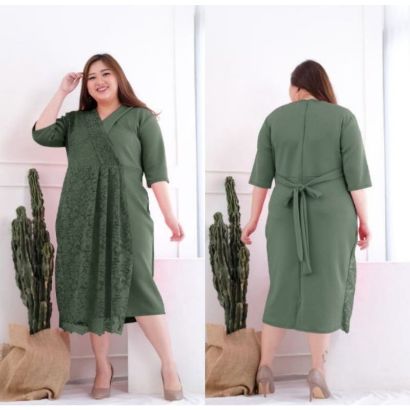 DRESS BROKAT FORMAL BAHAN SCUBA JUMBO