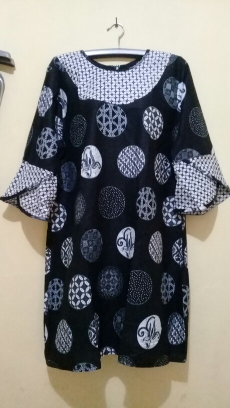 Batik Tunik Shibori Jumputan Terbaru Size S-3l / Hrb026 Yelbor Navbor / Biru Putih / Original..