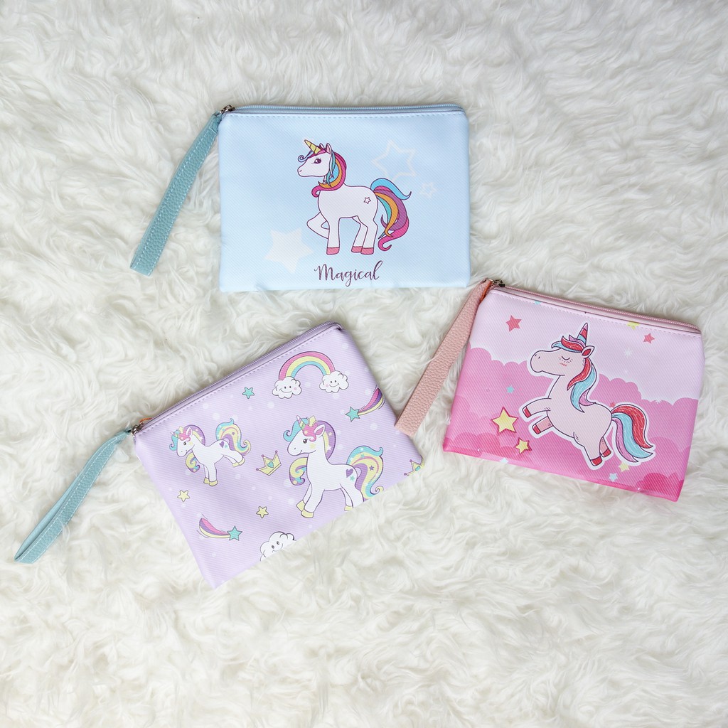 Pouch Kosmetik Dompet Kosmetik Tempat Pensil Serba guna Unicorn Melody 065 Multifungsi - Skoola