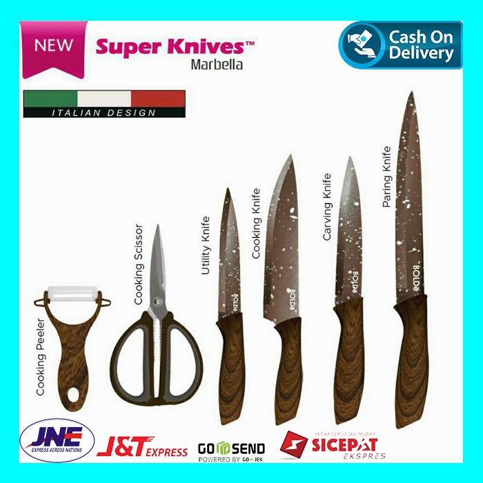 BOLDE Super Knives MARBELLA 6pcs set Italian Design Original BOLDe