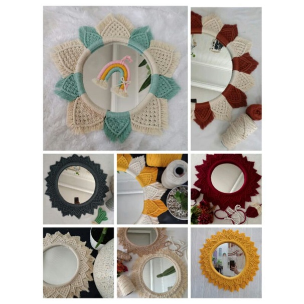 cermin macrame mirror macrame bulat D30cm unik murah