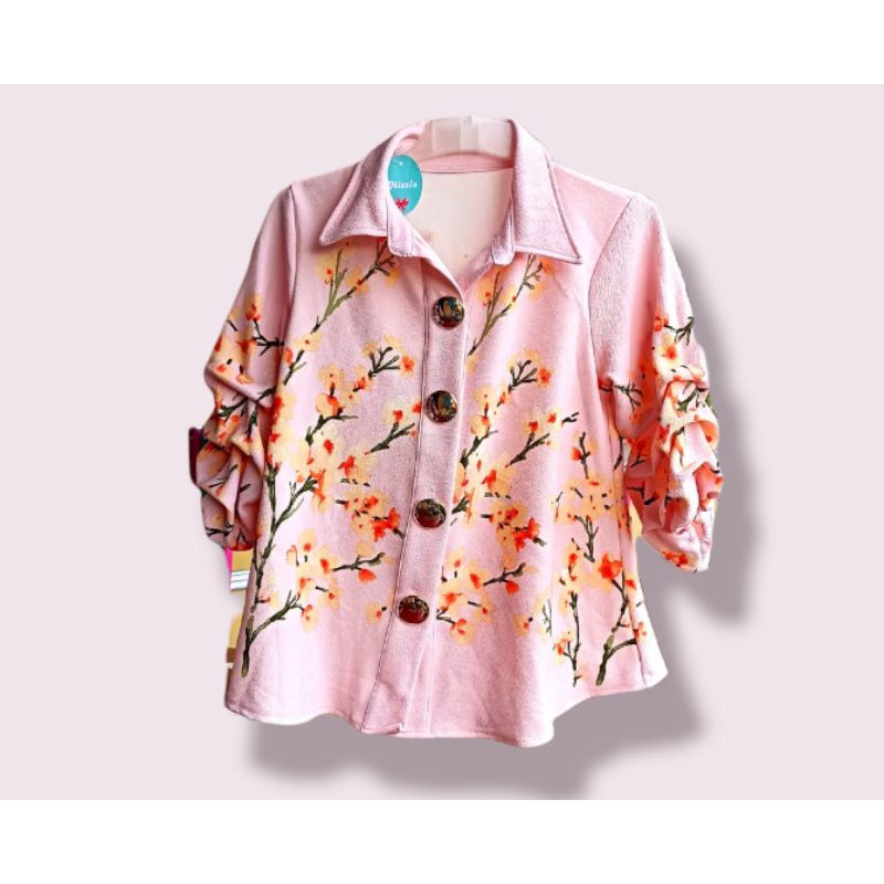 atasan kaos wanita kancing depan