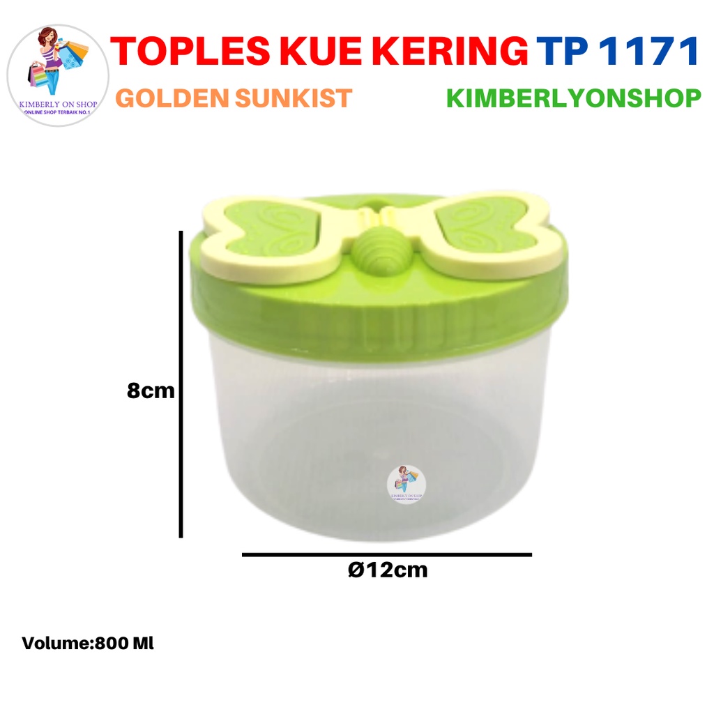 Toples Sealware Kupu kupu Plastik Tempat Kue Kering Golden Sunkist